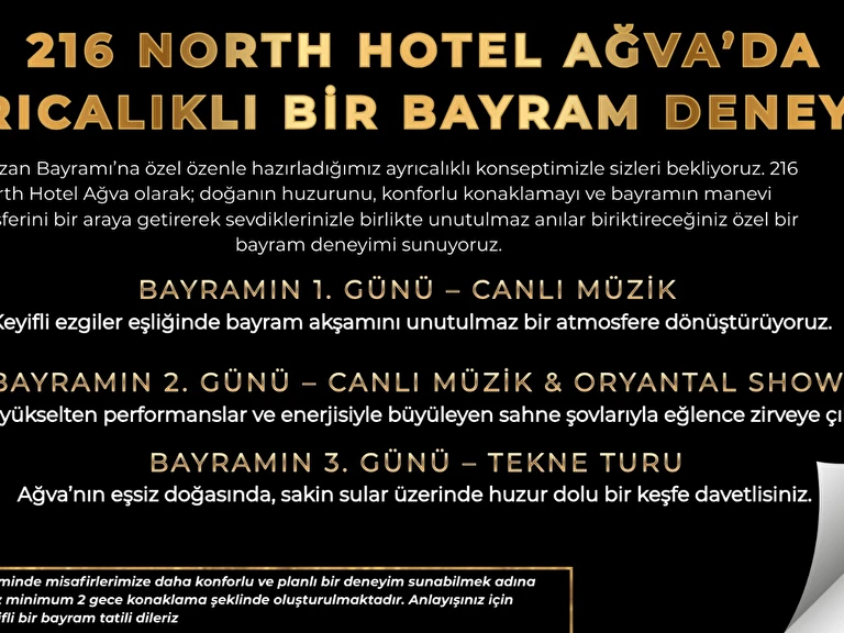 216 North Hotel Ağva İstanbul Şile Ağva